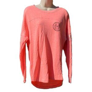 VICTORIAS SECRET PINK Long Sleeve Light Fleece Pullover Top Coral Womens Small